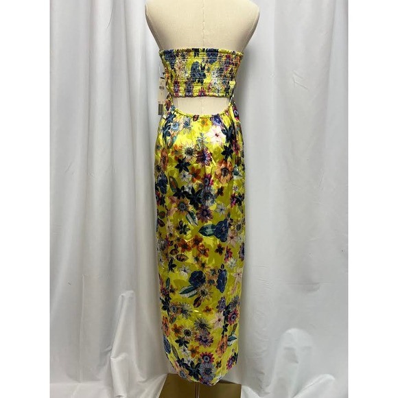 NWT! Anthropologie Twist-Front Midi Dress YELLOW MOTIF SIZE-SMALL - Picture 2 of 9